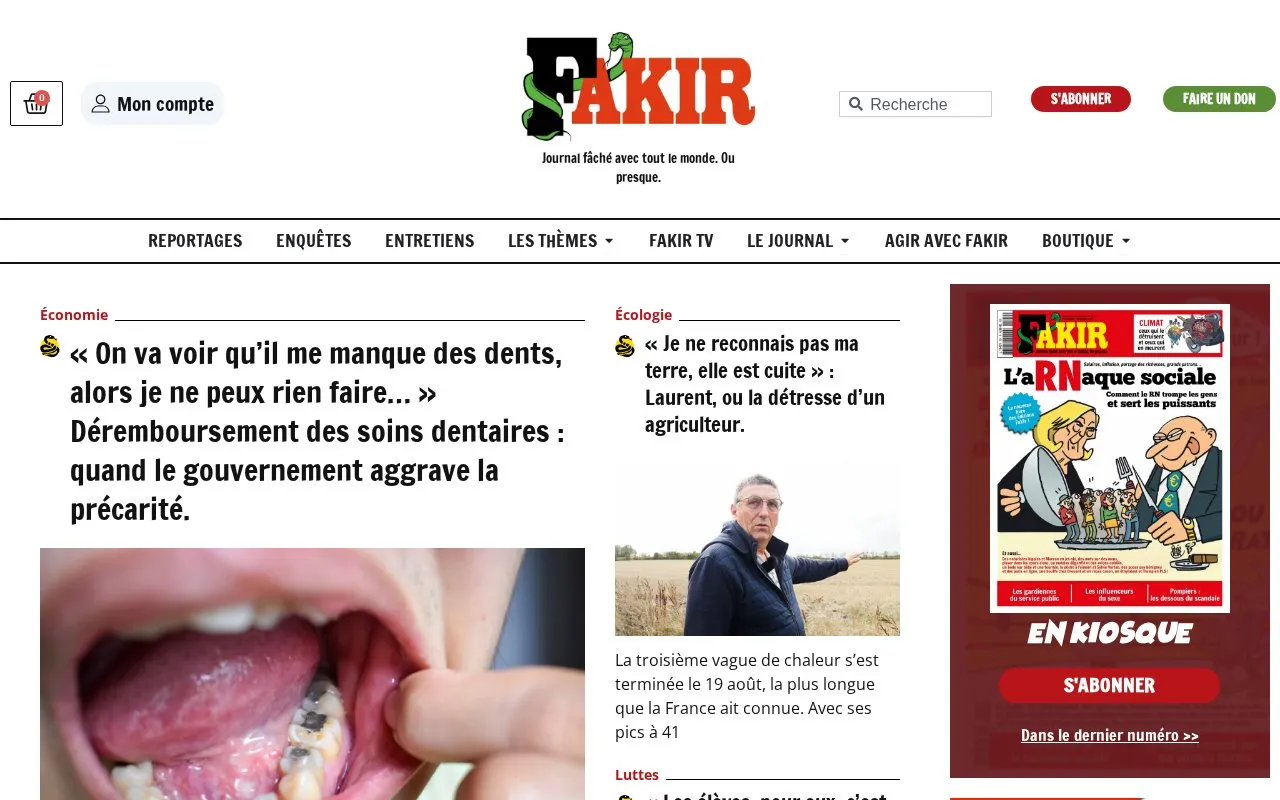 Fakir homepage screenshot