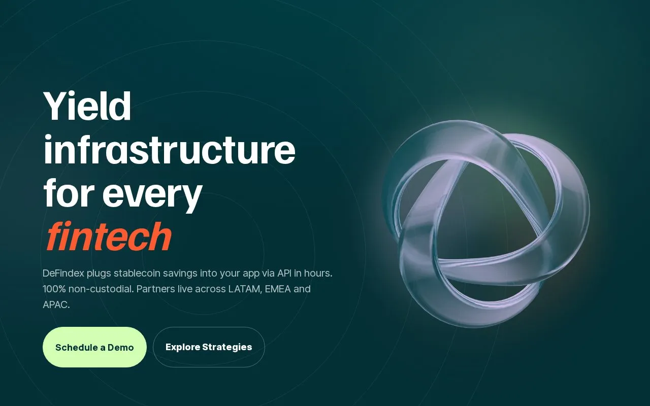 DeFindex homepage screenshot