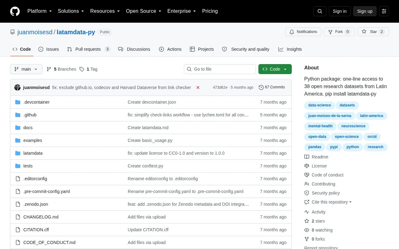latamdata-py homepage screenshot