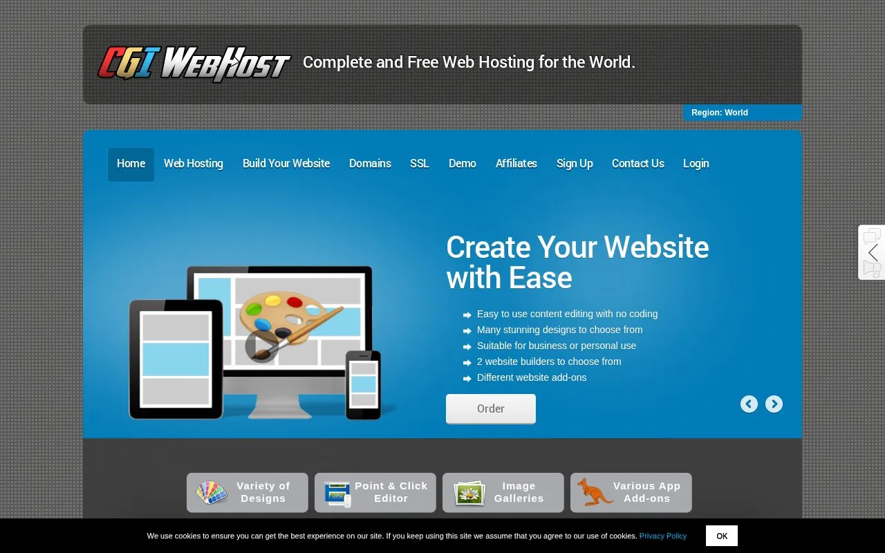 CGIWebHost.com homepage screenshot