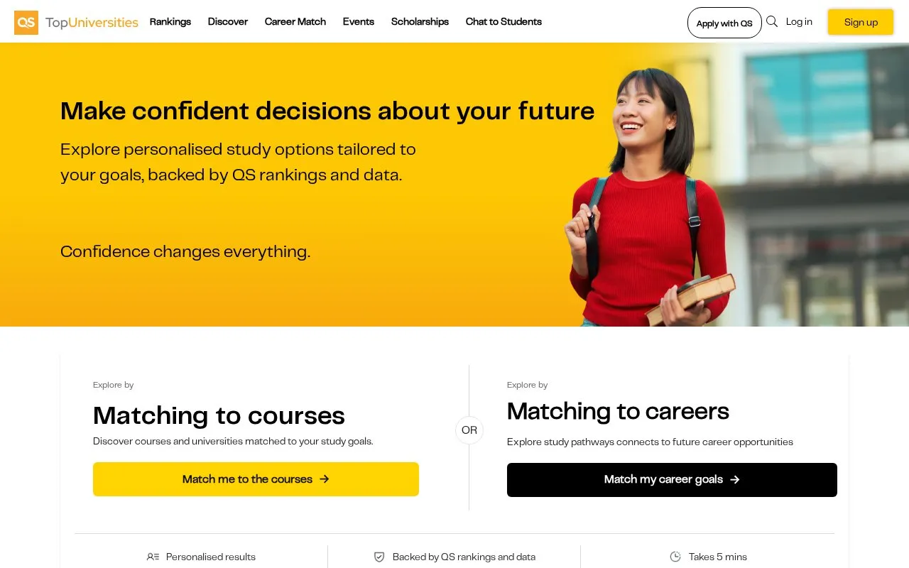 Top Universities homepage screenshot