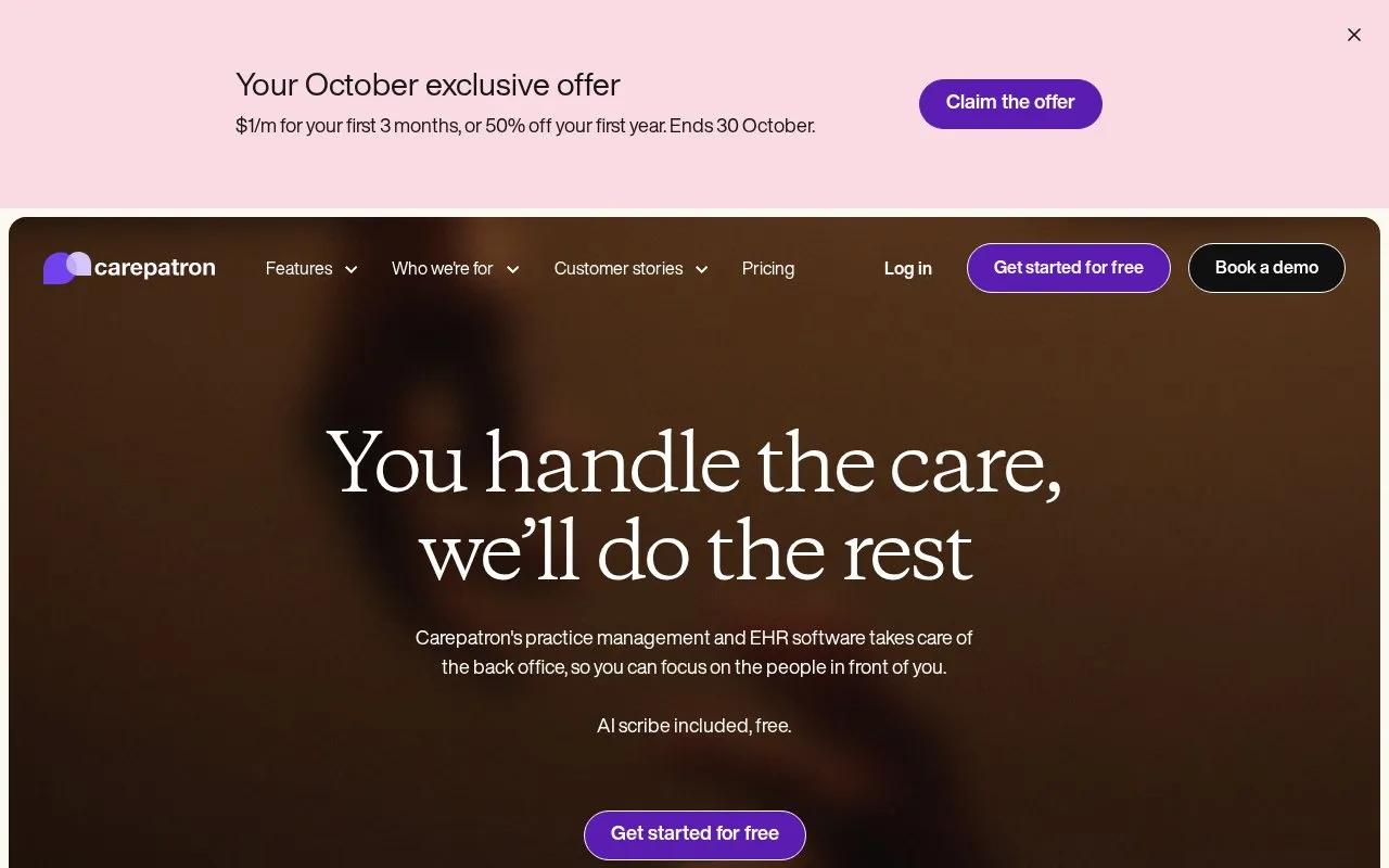 Carepatron homepage screenshot