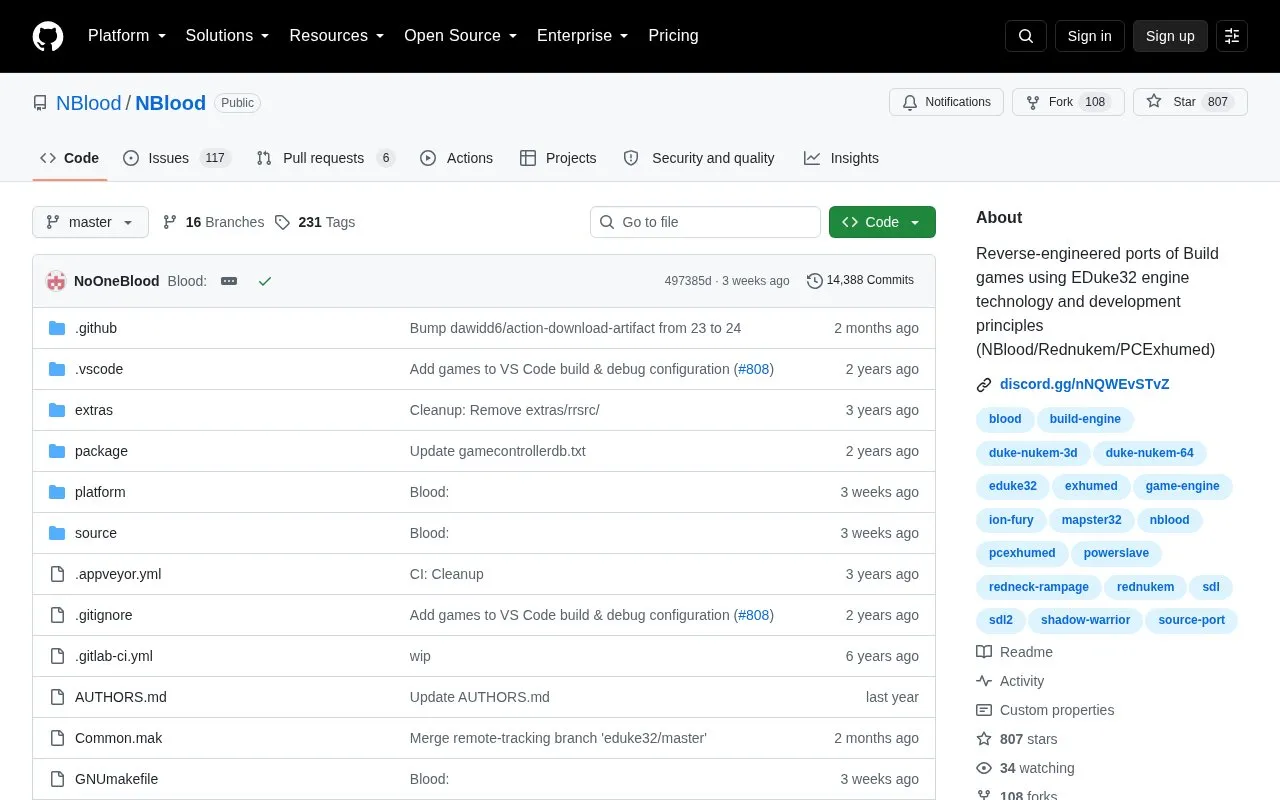 NBlood homepage screenshot