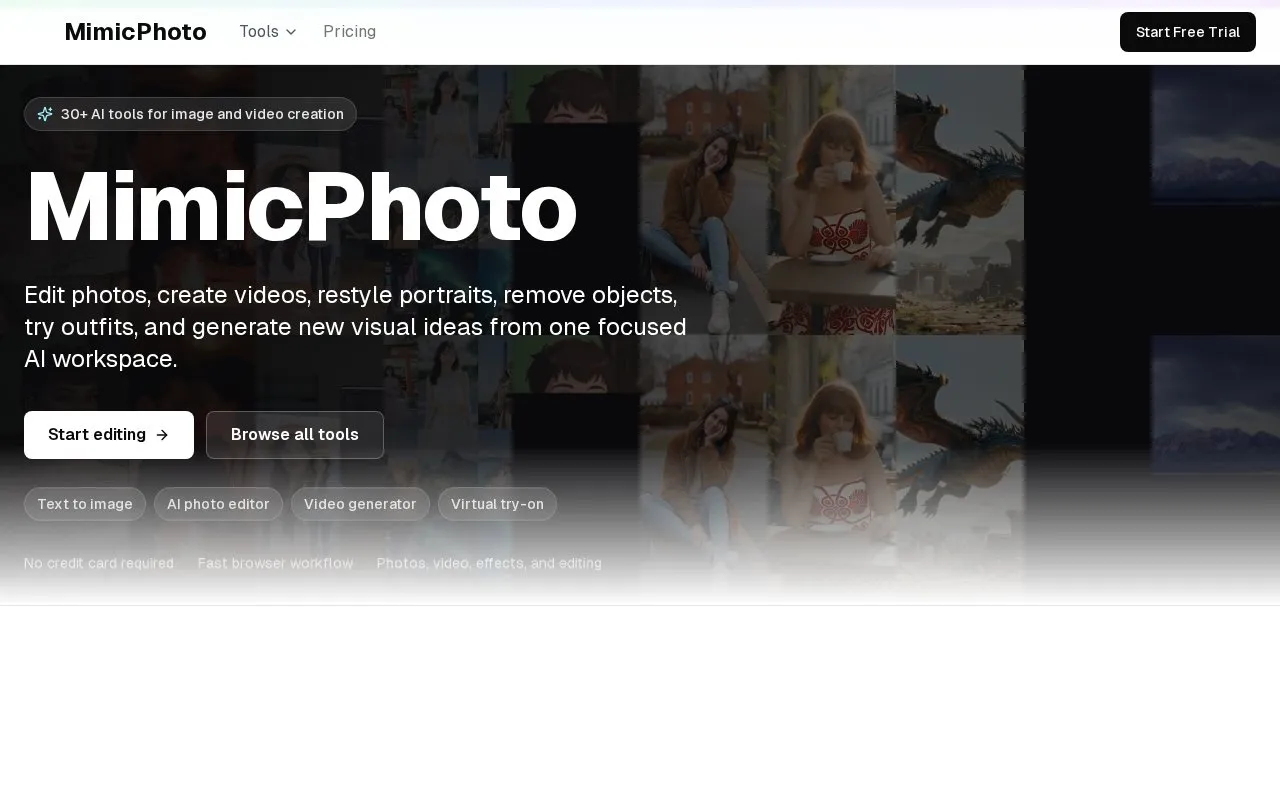 MimicPhoto homepage screenshot