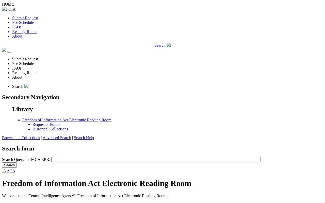 CIA Reading Room homepage screenshot