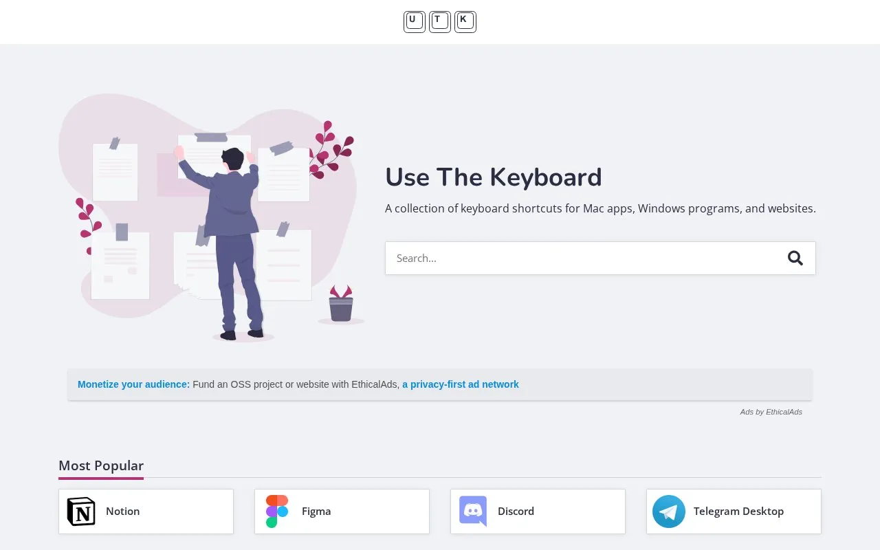 Use The Keyboard homepage screenshot