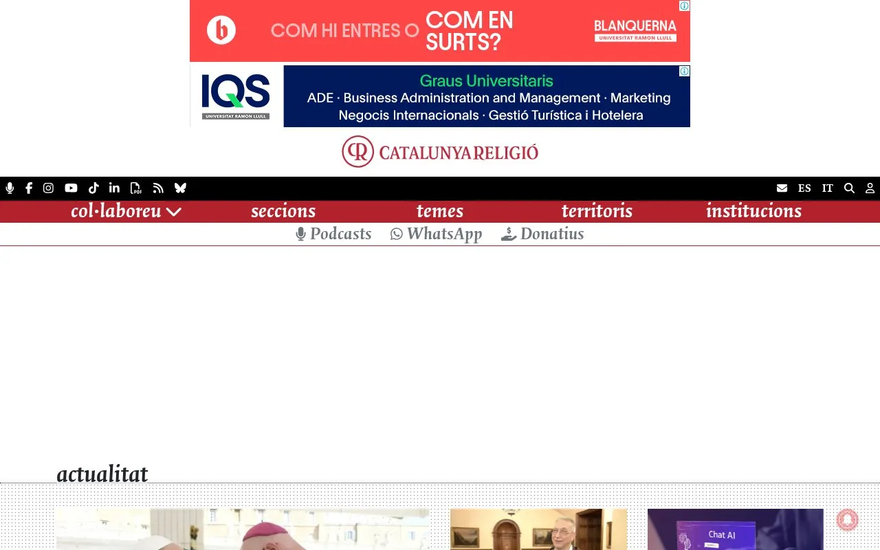 Catalunya Religió homepage screenshot