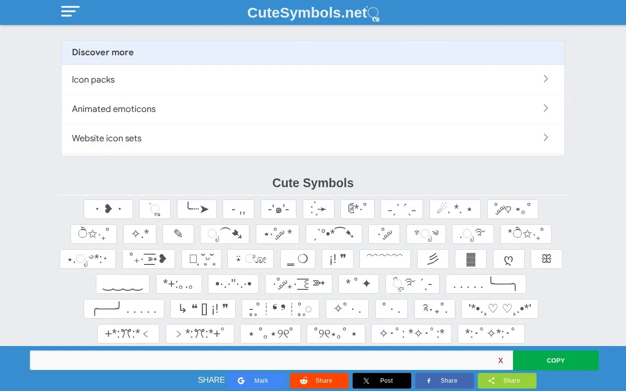 CuteSymbols homepage screenshot