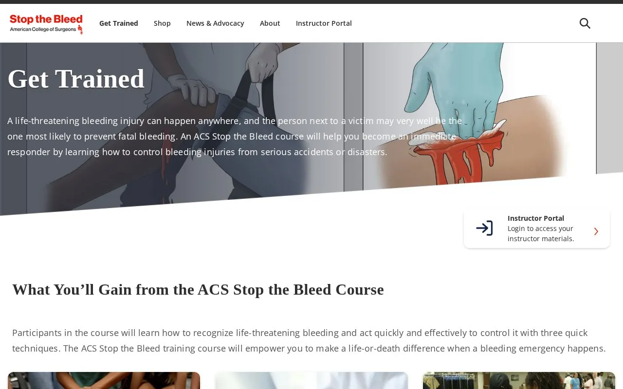 Stop the Bleed homepage screenshot