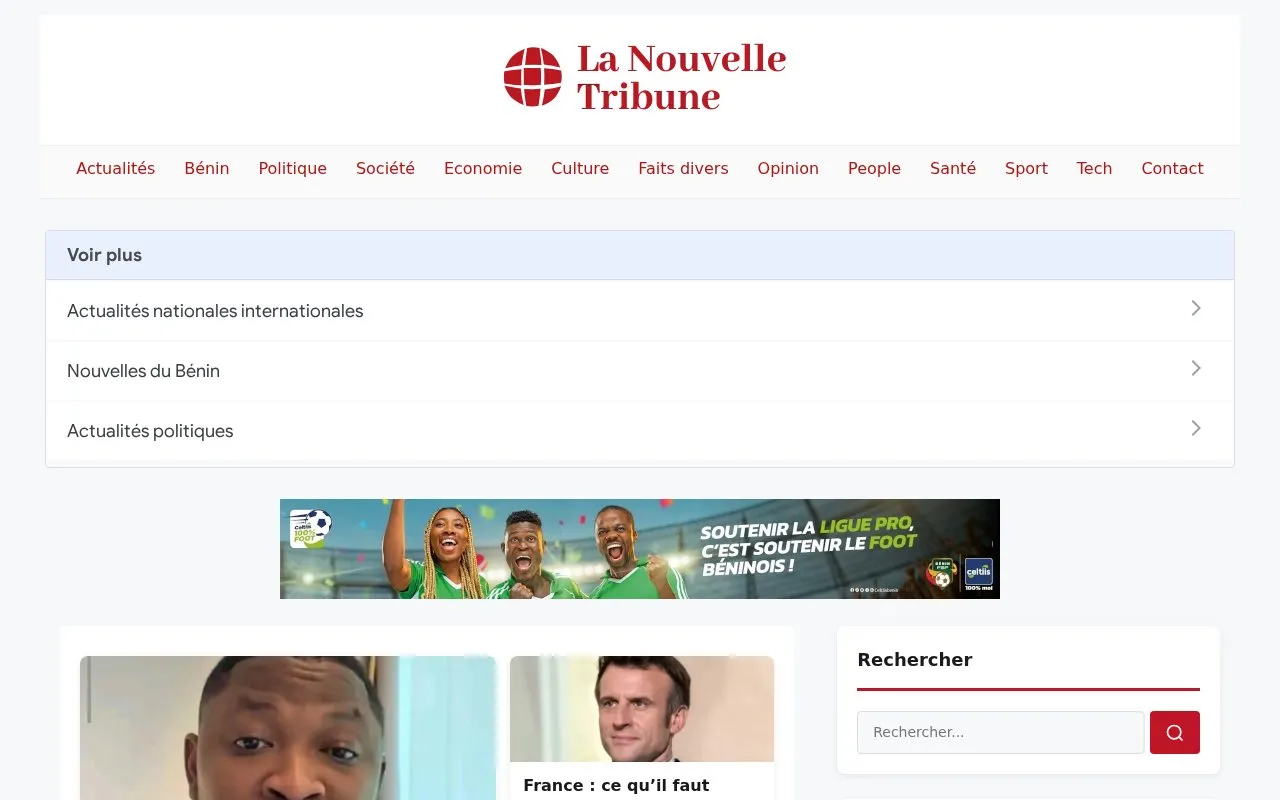 La Nouvelle Tribune homepage screenshot