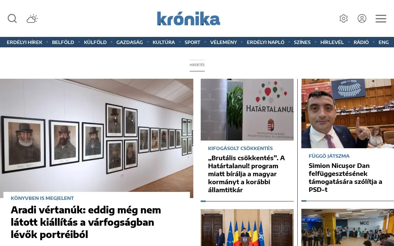Krónika homepage screenshot