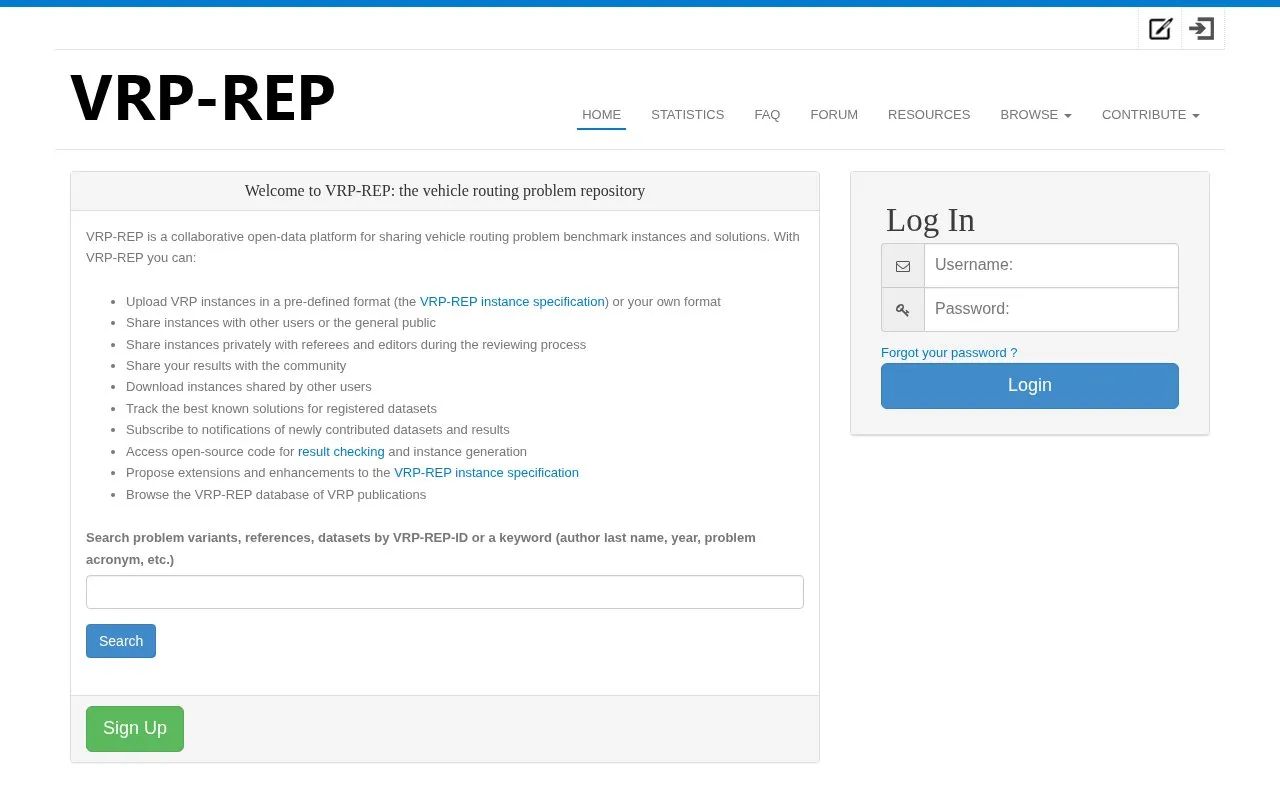 VRP-REP homepage screenshot