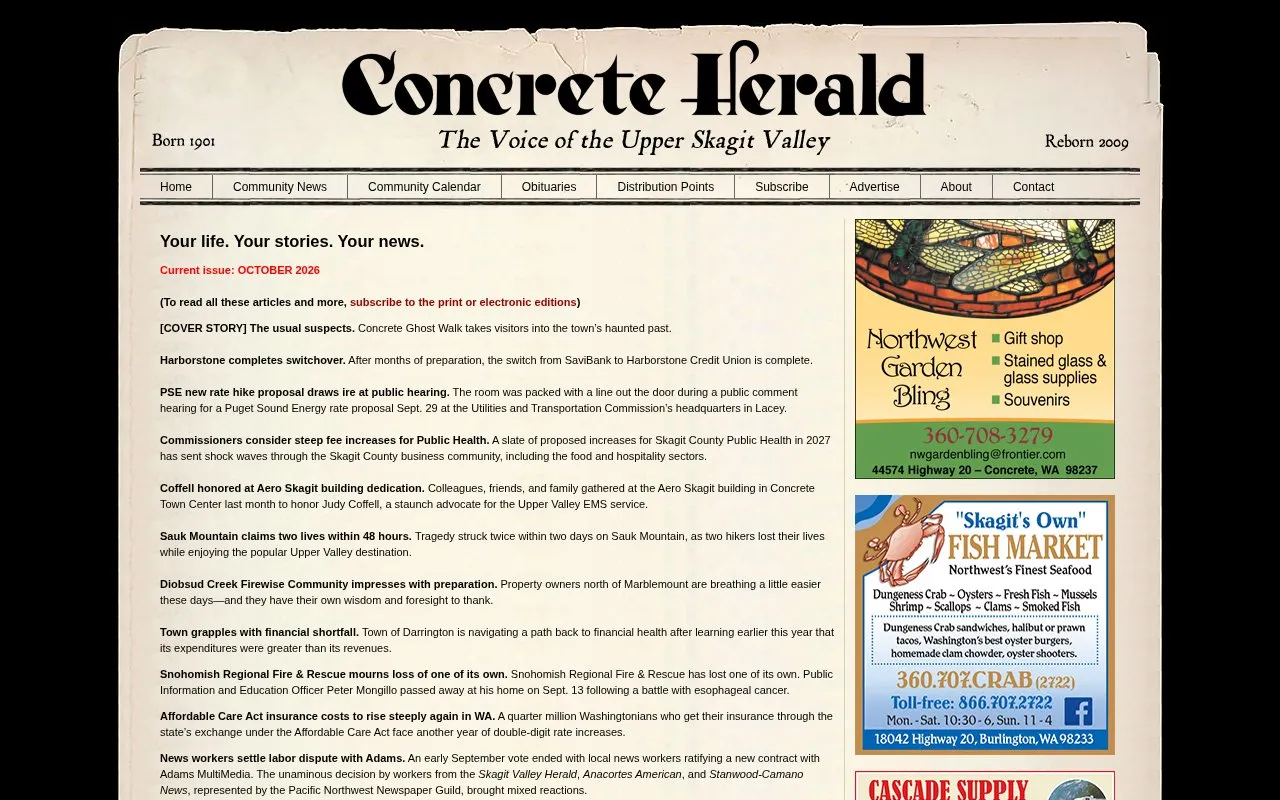 The Concrete Herald homepage screenshot