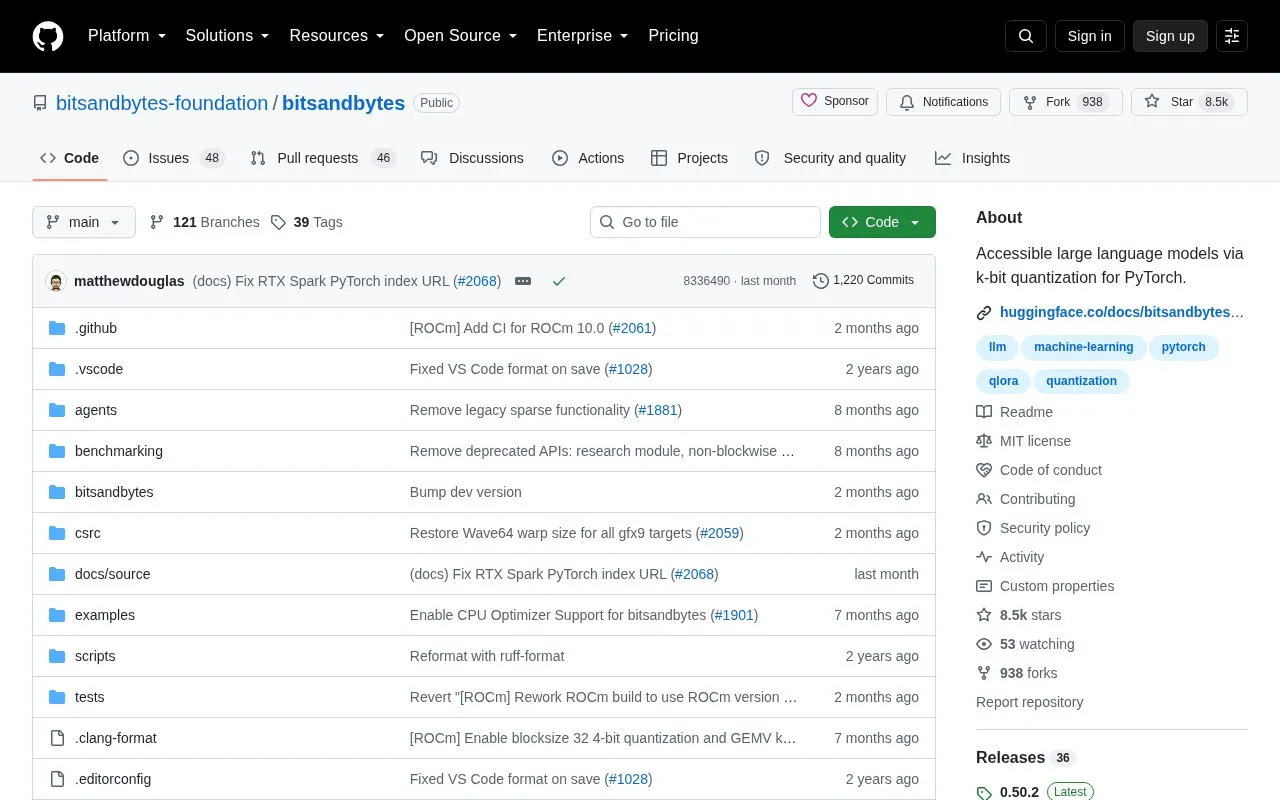 bitsandbytes homepage screenshot