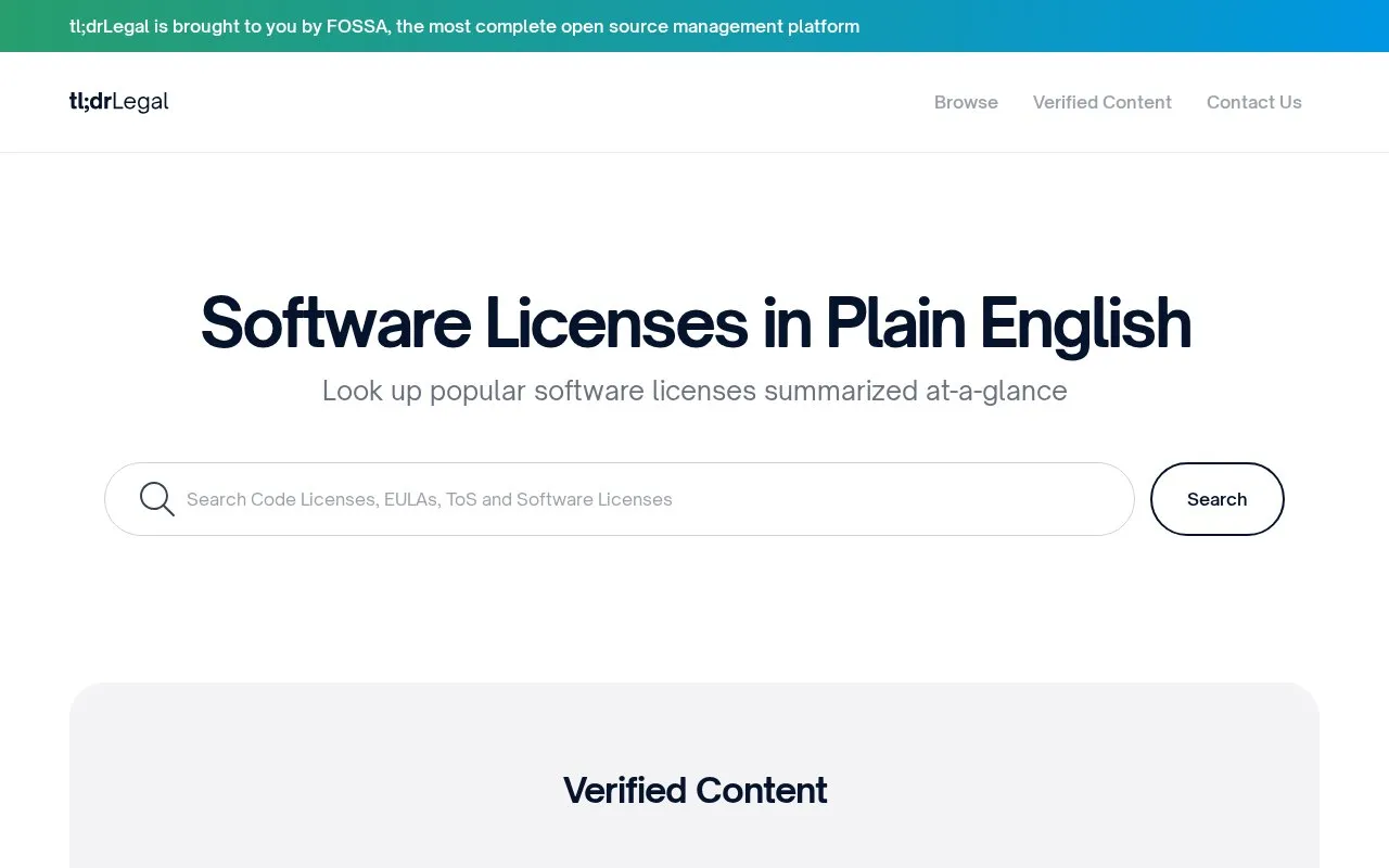 tl;drLegal homepage screenshot