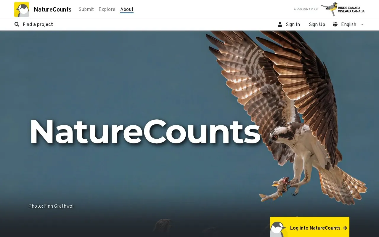 NatureCounts homepage screenshot