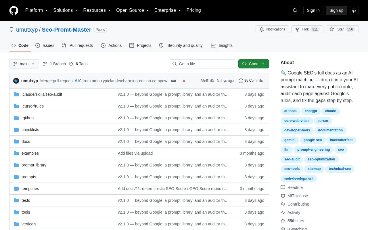 Seo-Promt-Master homepage screenshot