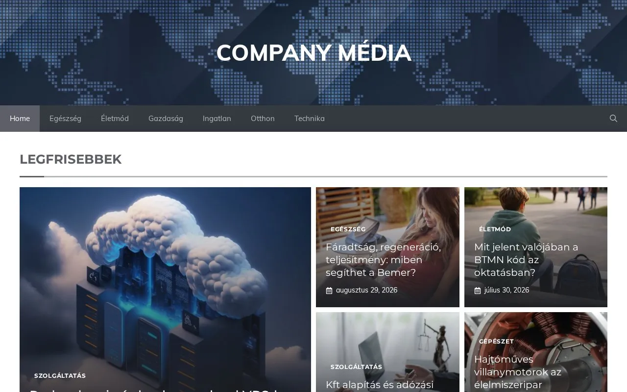 Company homepage screenshot