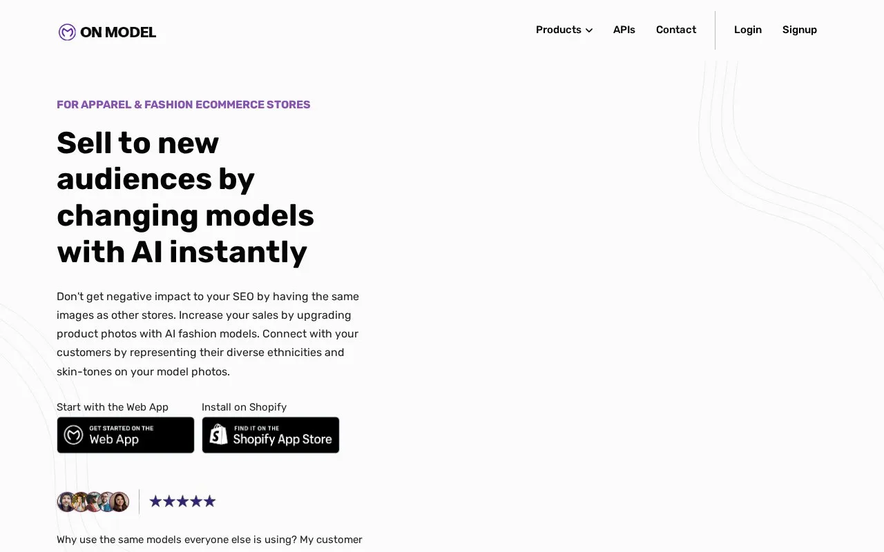 OnModel.ai homepage screenshot