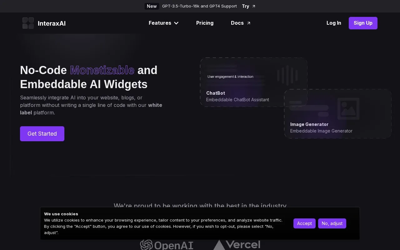 InteraxAI homepage screenshot