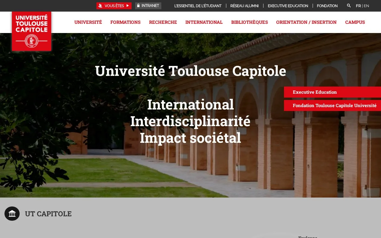 Universite Capitole, Toulouse I homepage screenshot