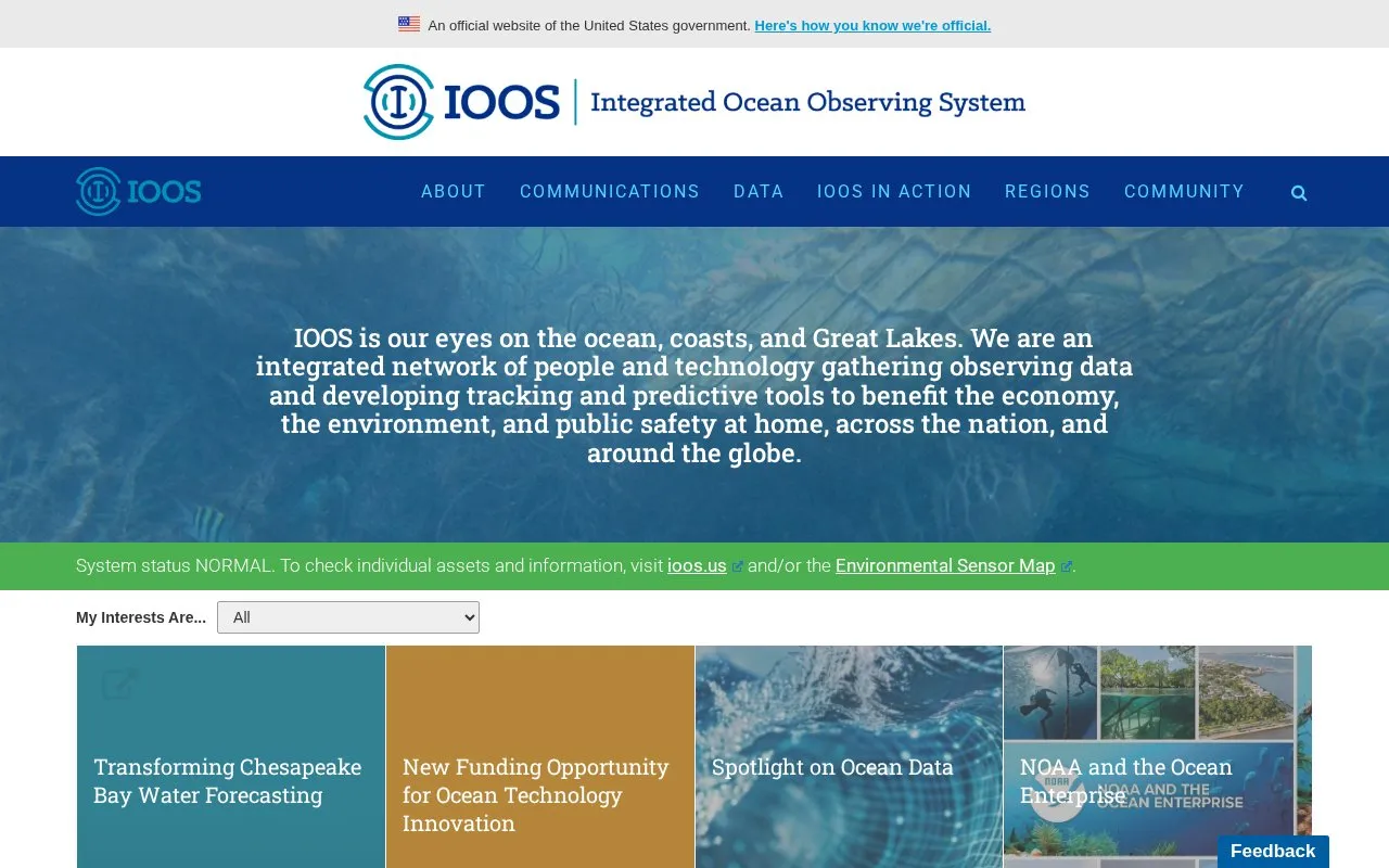 IOOS® homepage screenshot