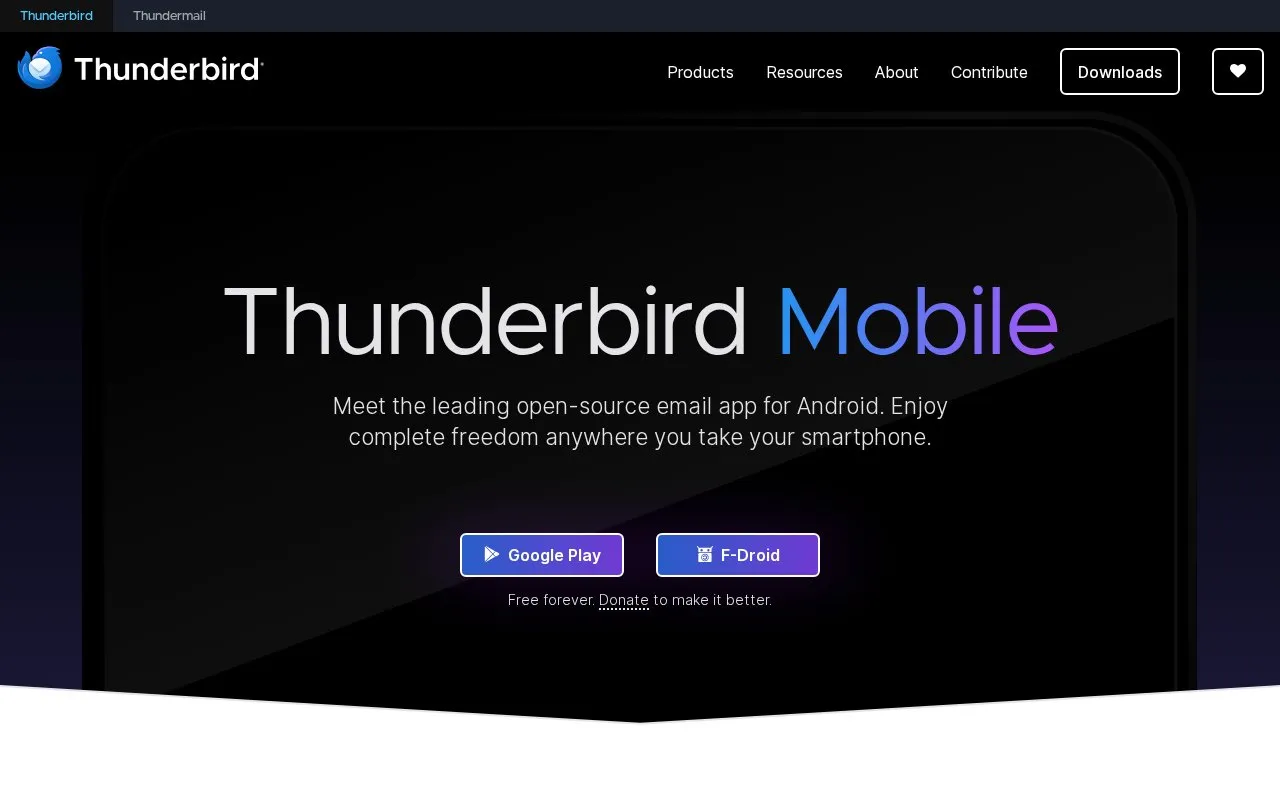 Thunderbird homepage screenshot