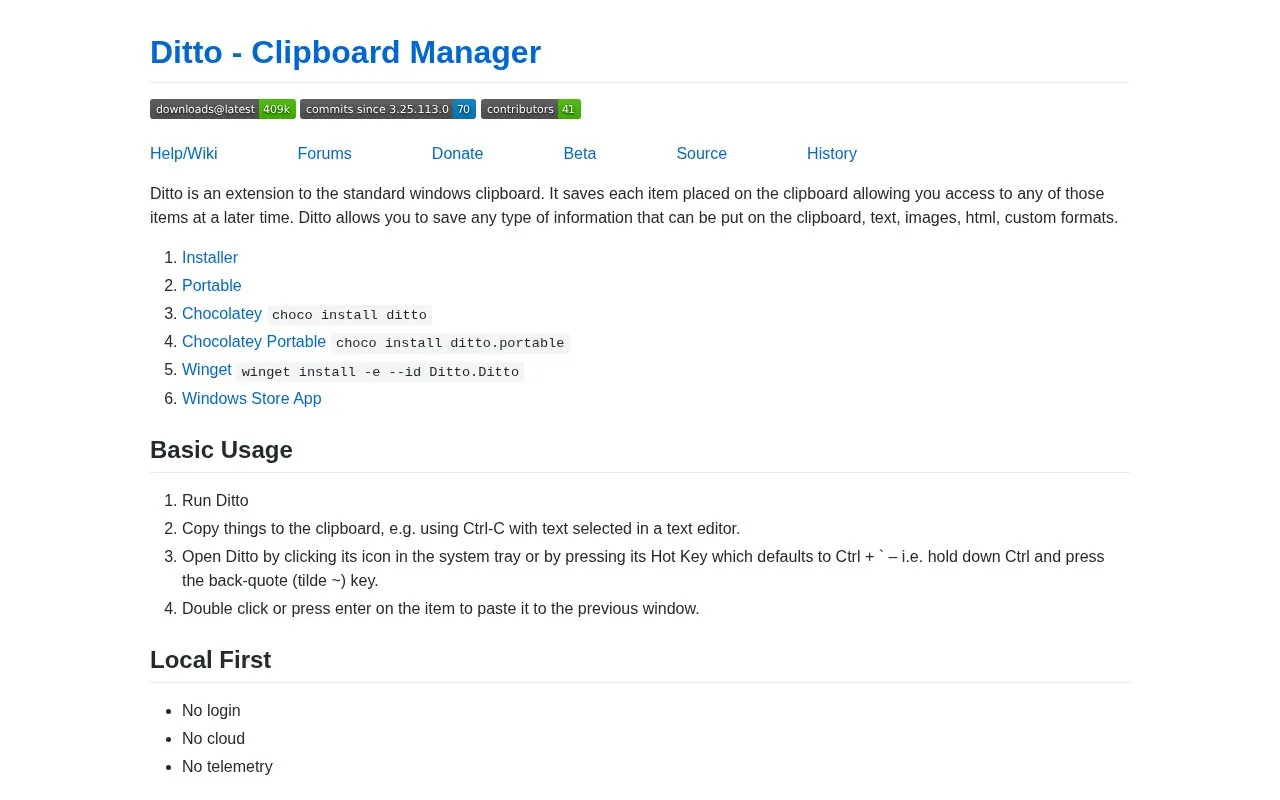 Ditto homepage screenshot