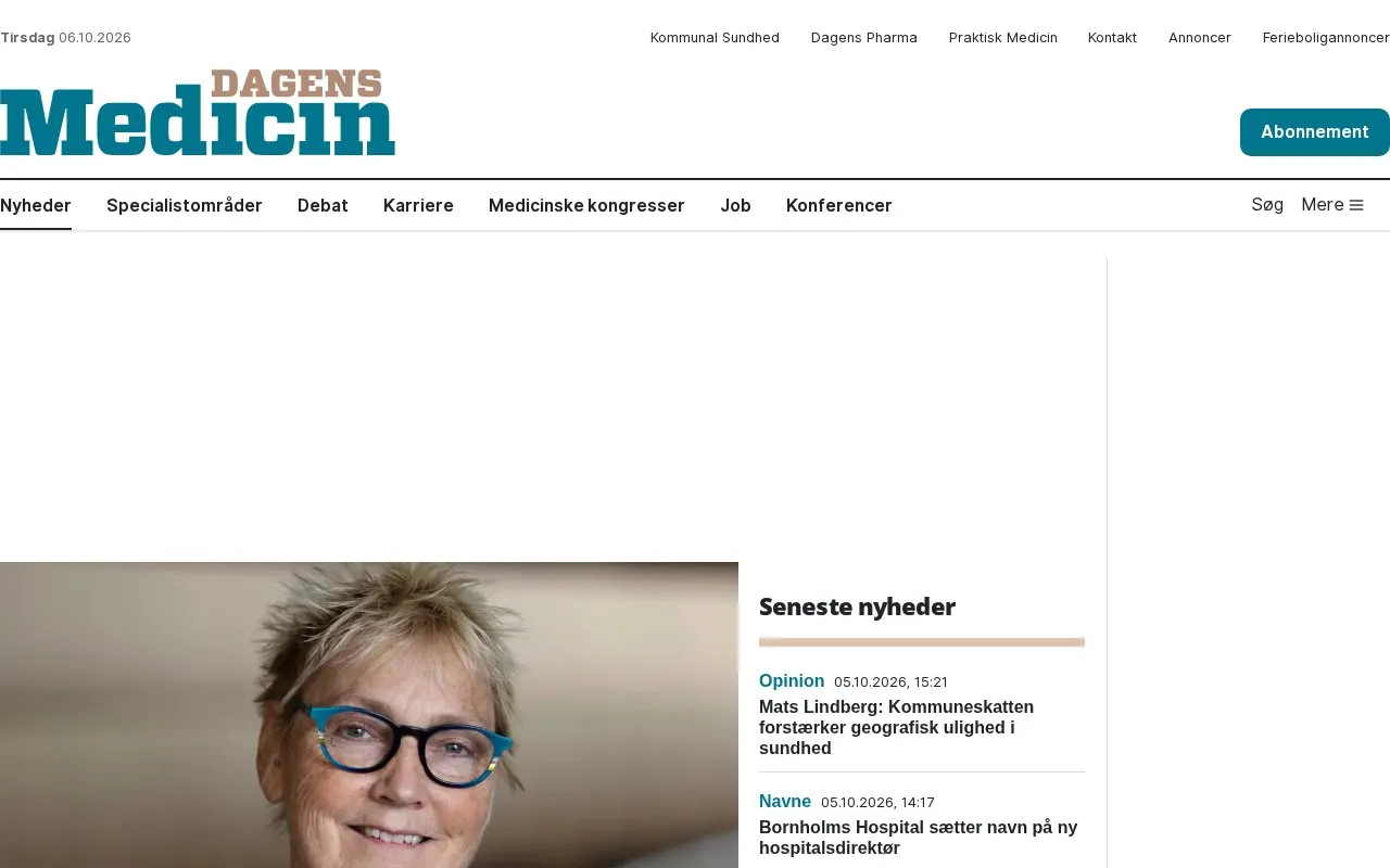 Dagens Medicin homepage screenshot