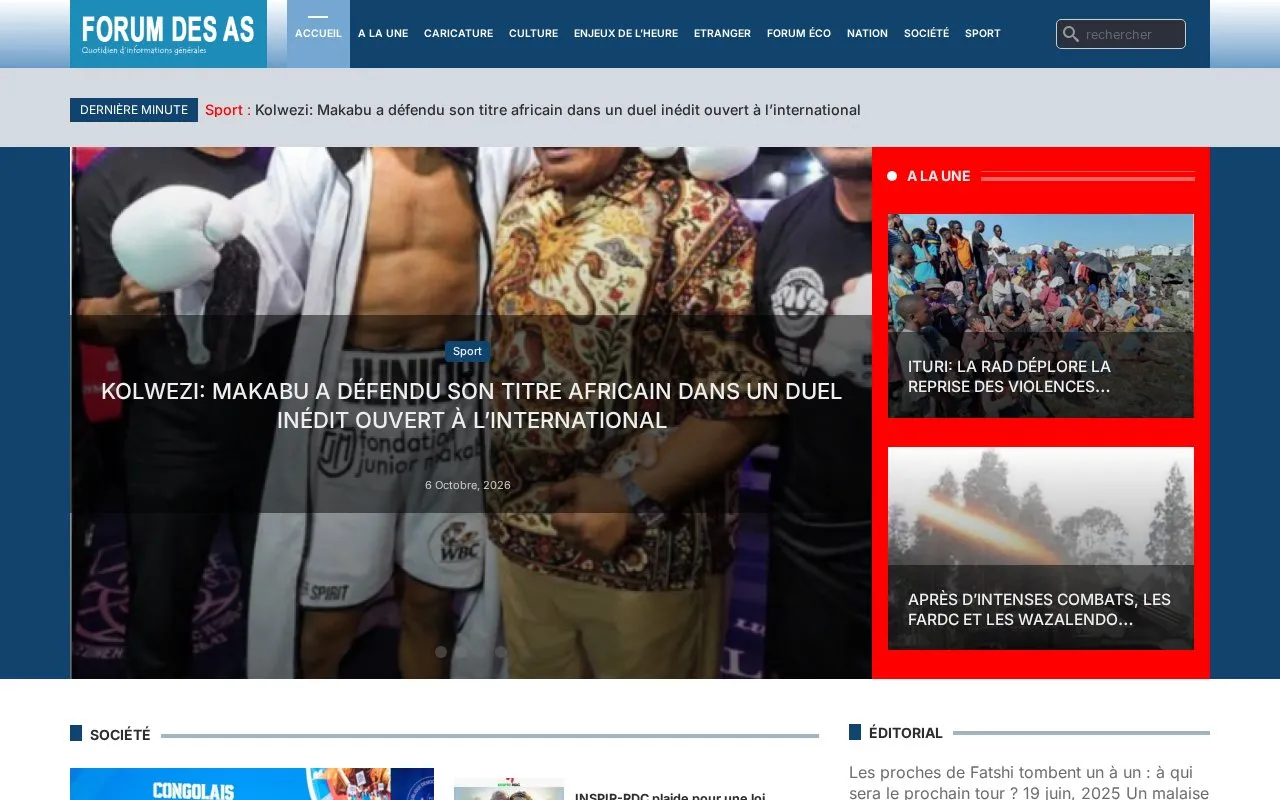 Forum des as homepage screenshot
