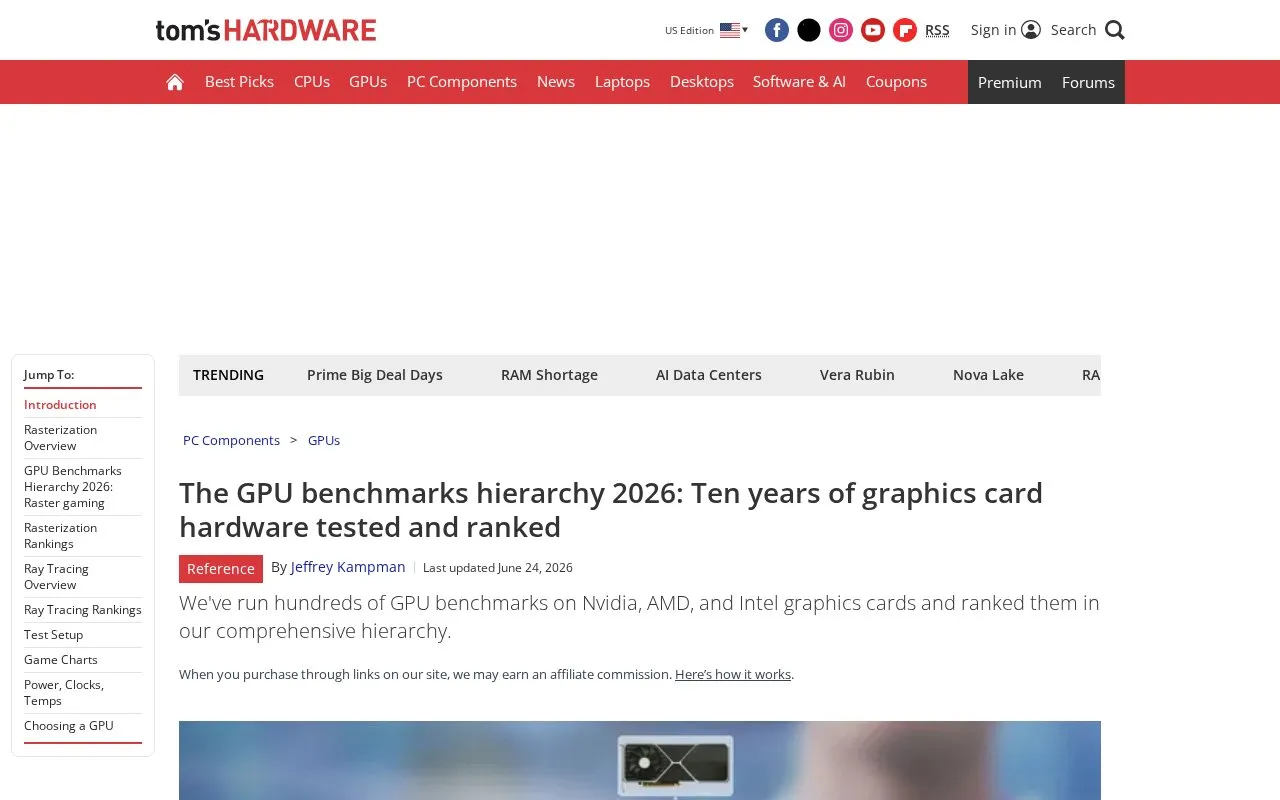 Toms GPU Hierarchy homepage screenshot