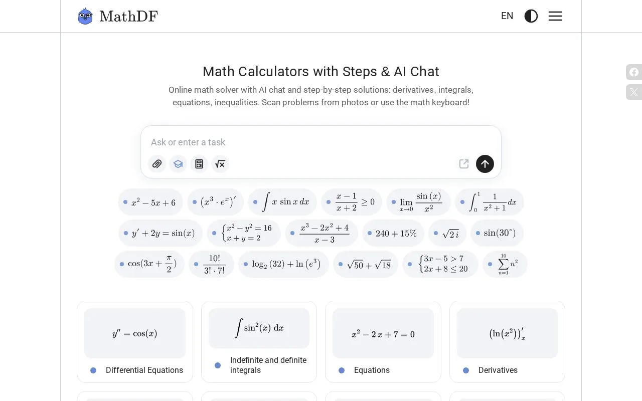 MathDF homepage screenshot