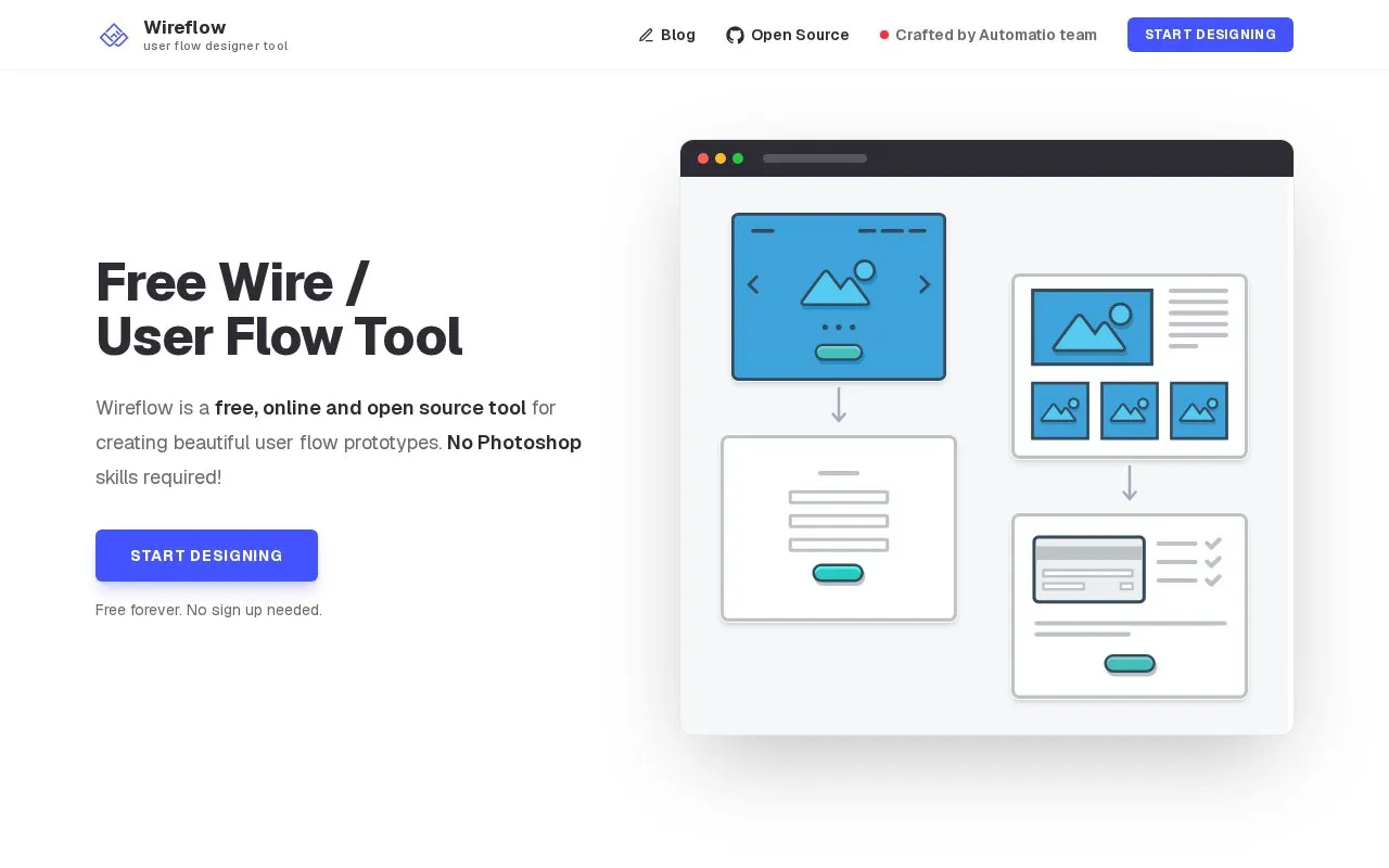 Wireflow homepage screenshot
