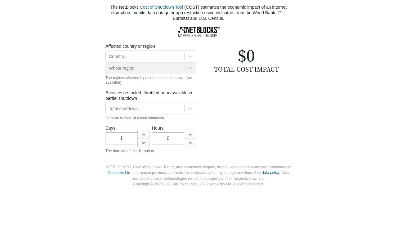 Netblocks homepage screenshot
