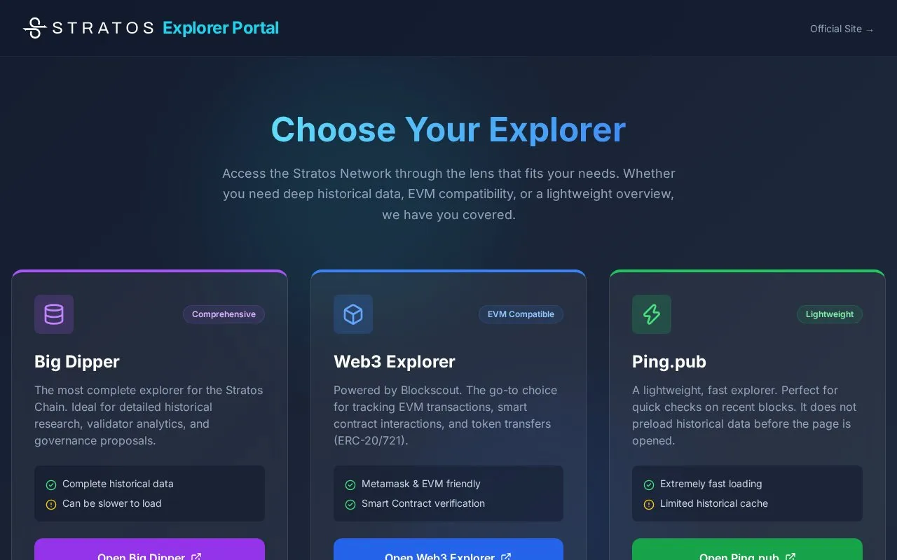 Stratos — Stratos Cosmos Explorer (BigDipper) homepage screenshot