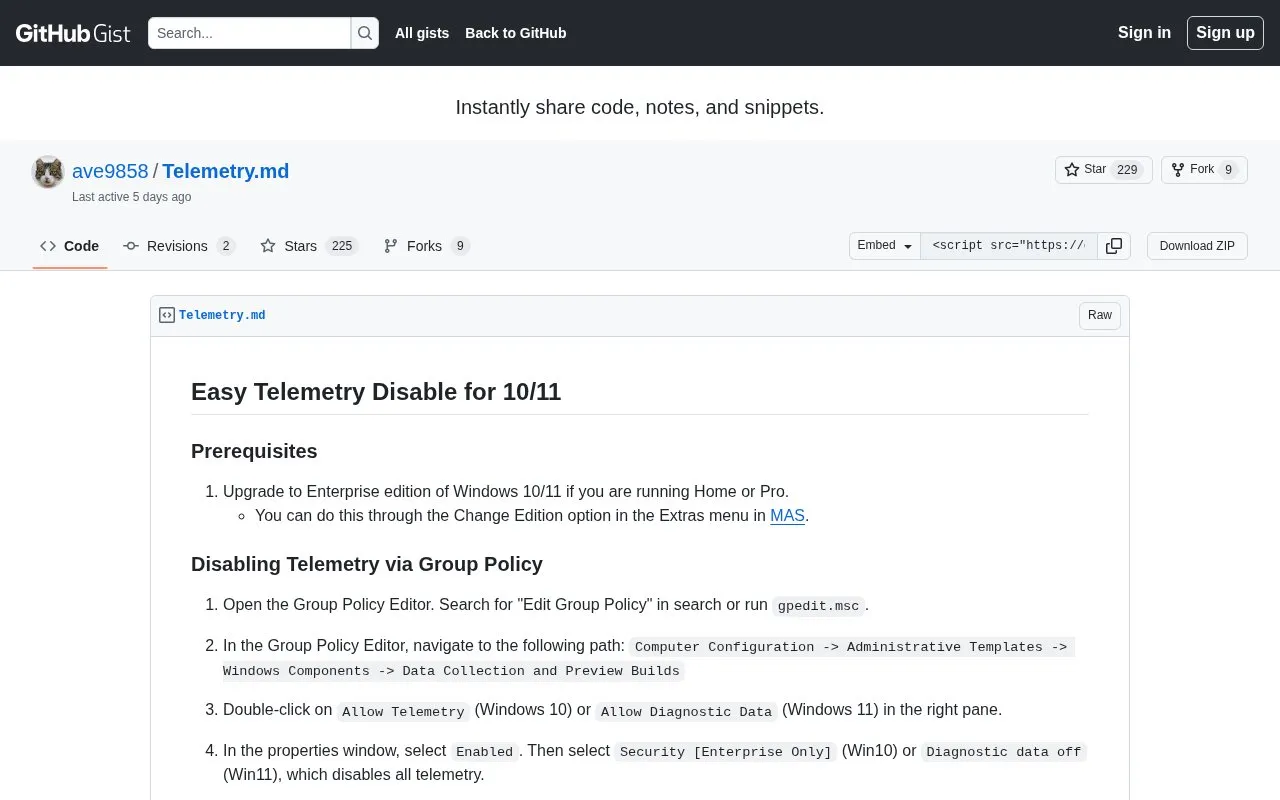 Telemetry.md homepage screenshot