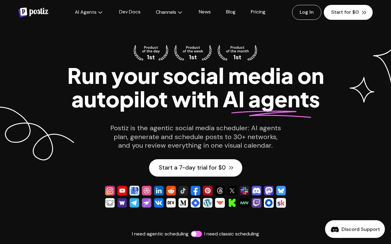 Postiz homepage screenshot