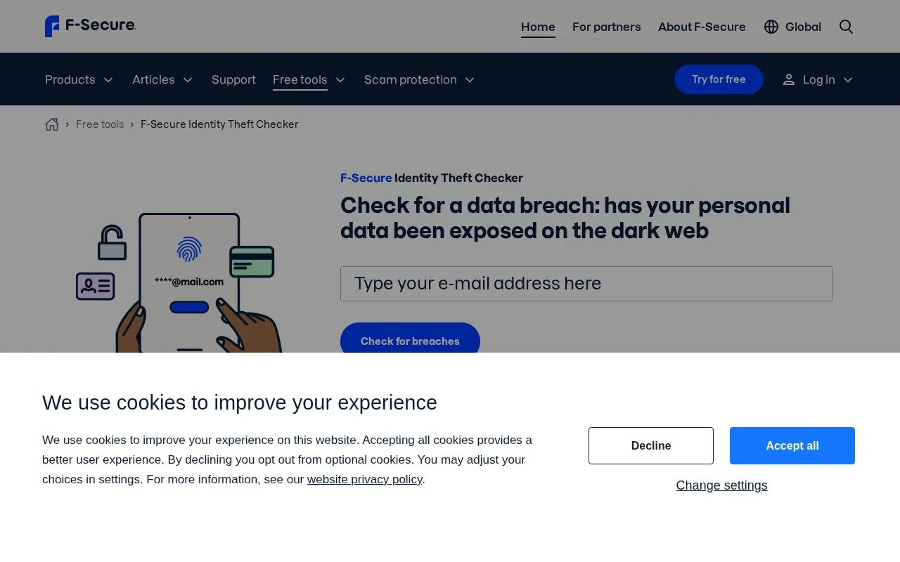 F-Secure homepage screenshot