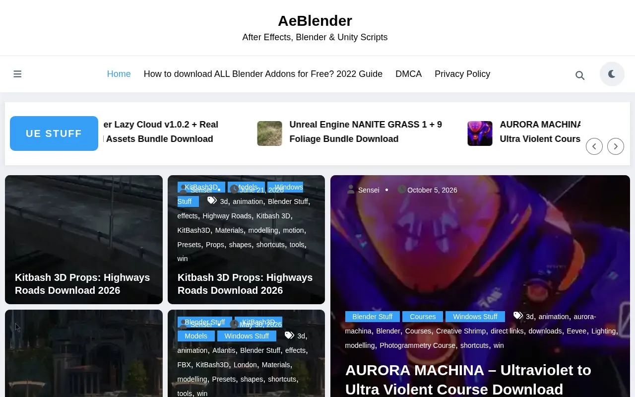 Ae Blender homepage screenshot