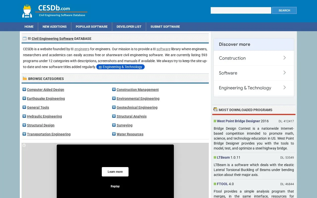 CESDB homepage screenshot