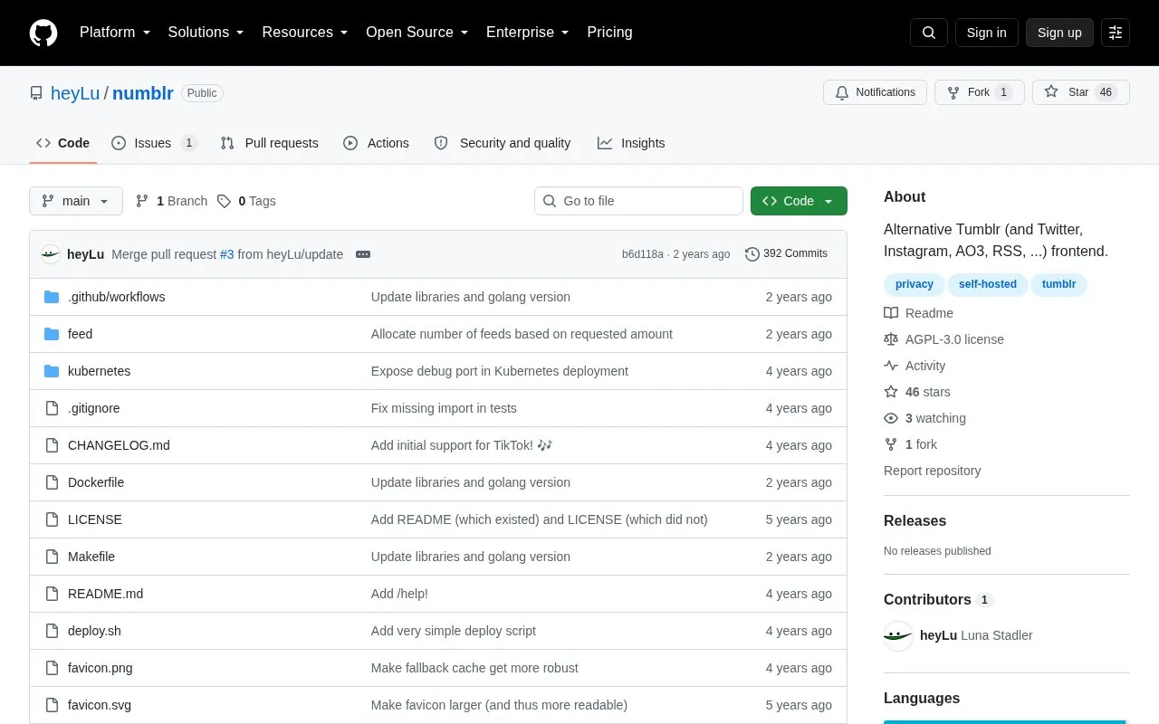 Numblr homepage screenshot