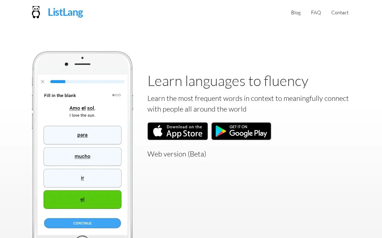 ListLang homepage screenshot