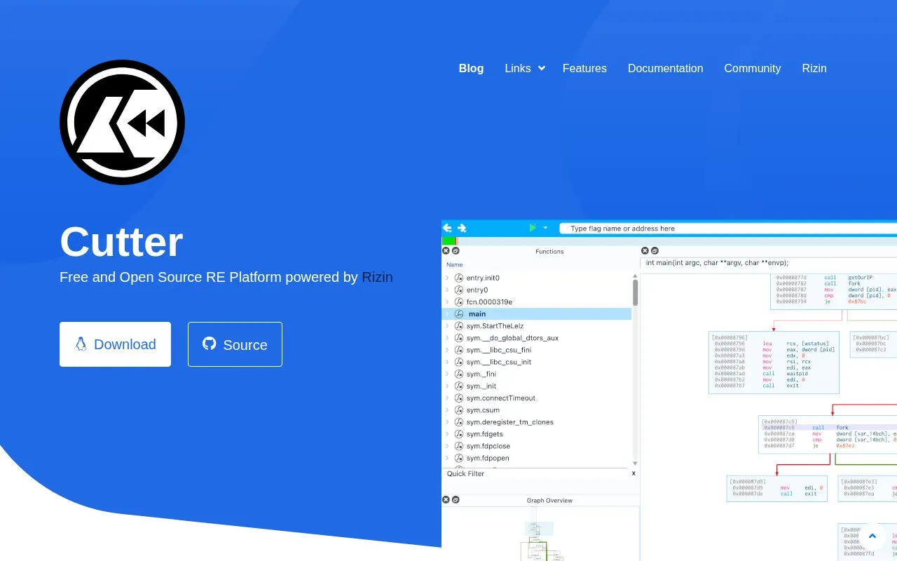 Cutter homepage screenshot
