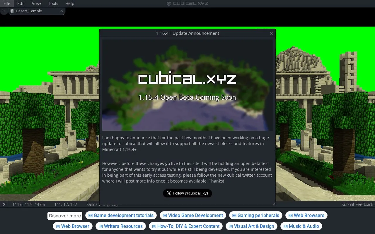 Cubical homepage screenshot