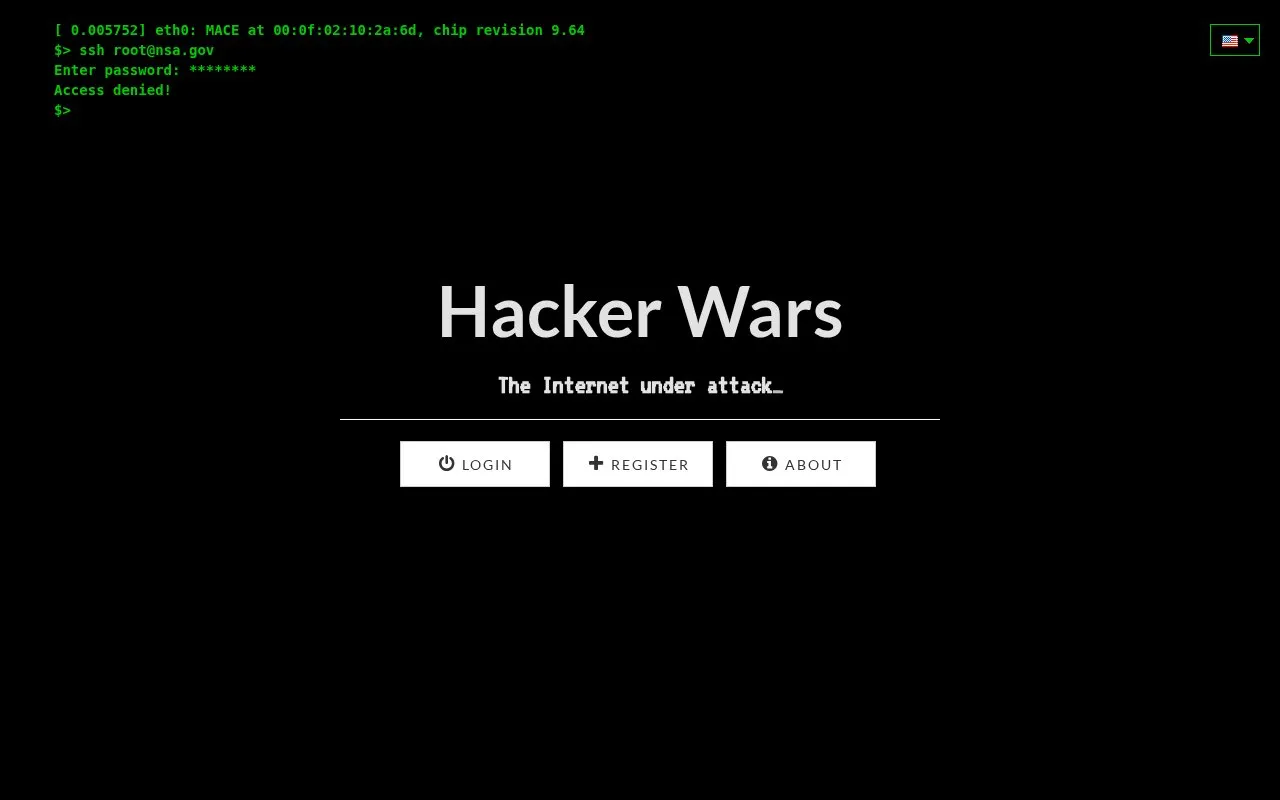 Hacker Wars homepage screenshot