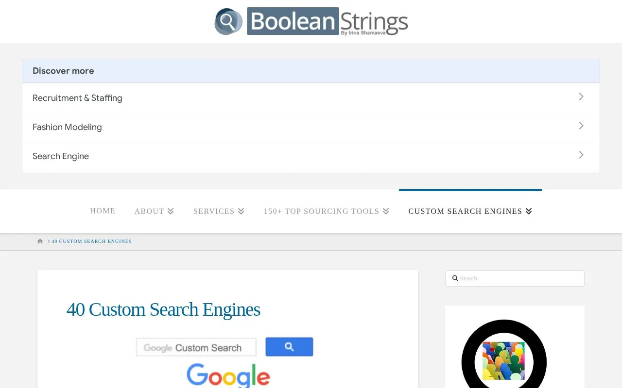 Boolean Strings homepage screenshot