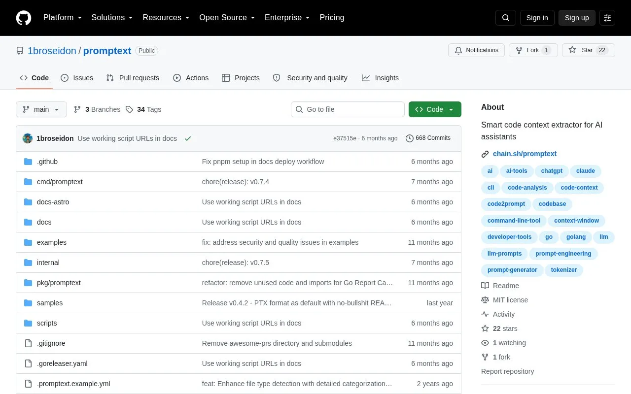 promptext homepage screenshot