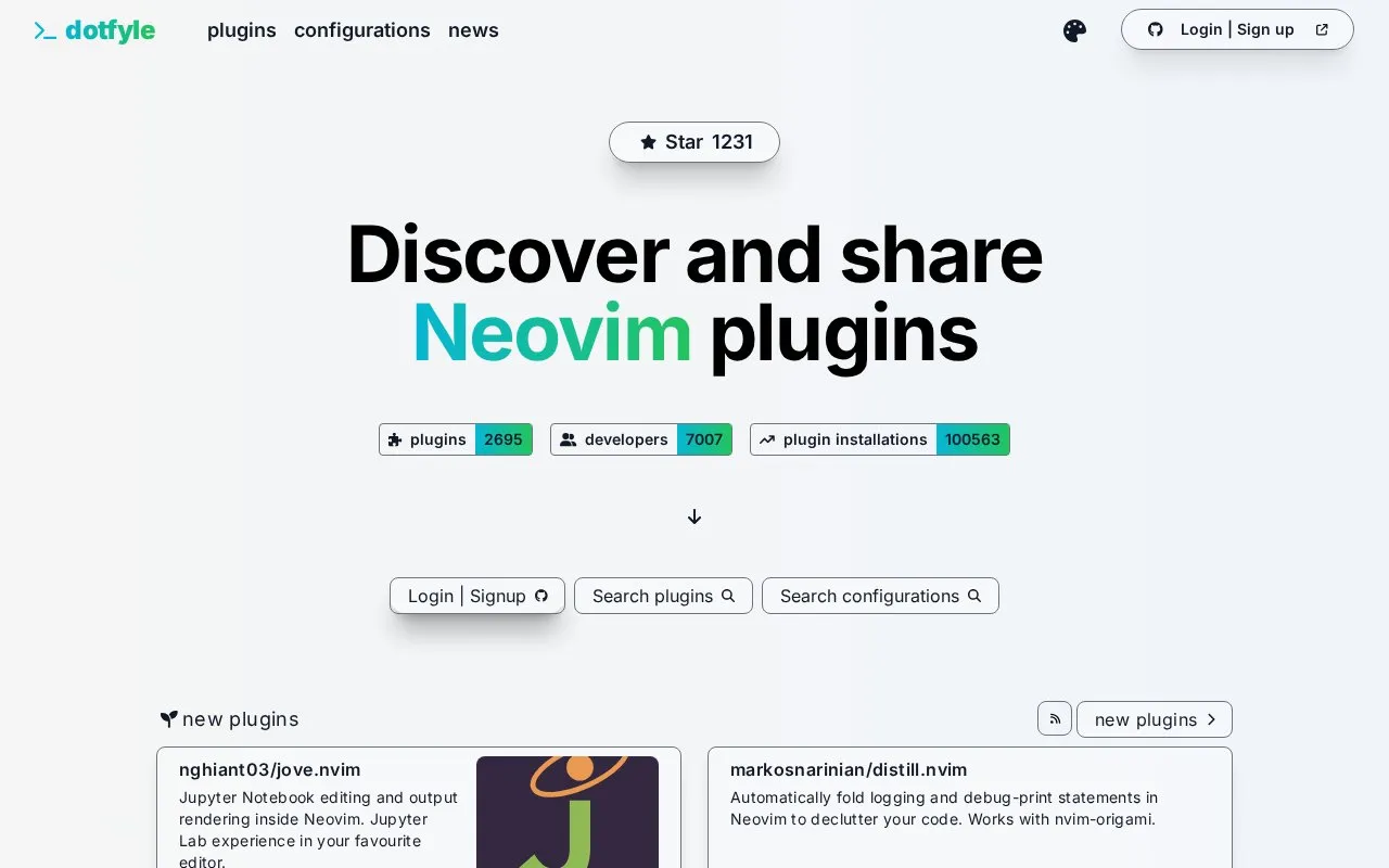 DotFyle homepage screenshot