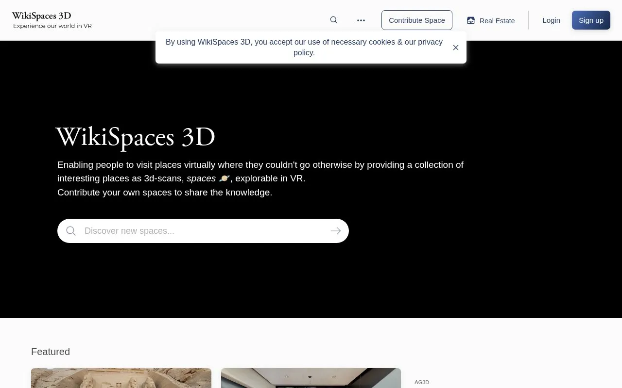 Wiki Spaces homepage screenshot