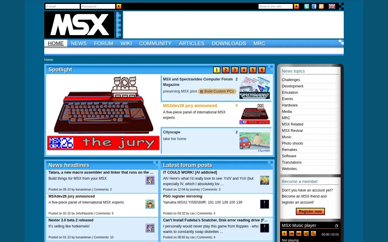 MSX Resource Center homepage screenshot
